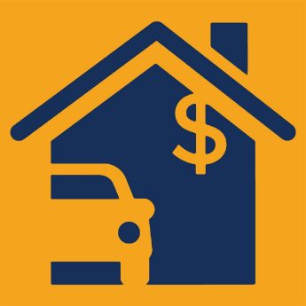 Símbolos de propiedades de carro, casa y dinero